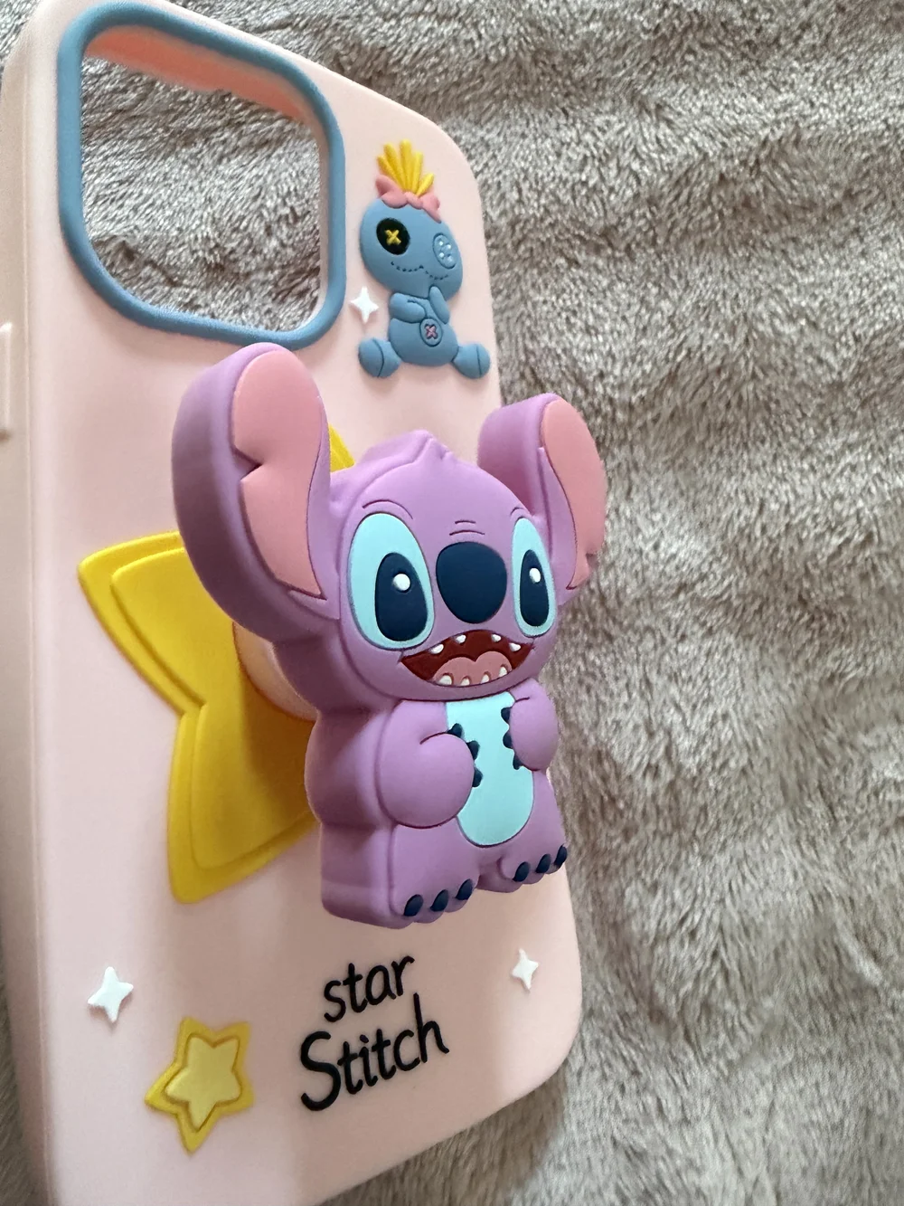 Pink Star Stitch Kids Phone Case with Cute Character Accent